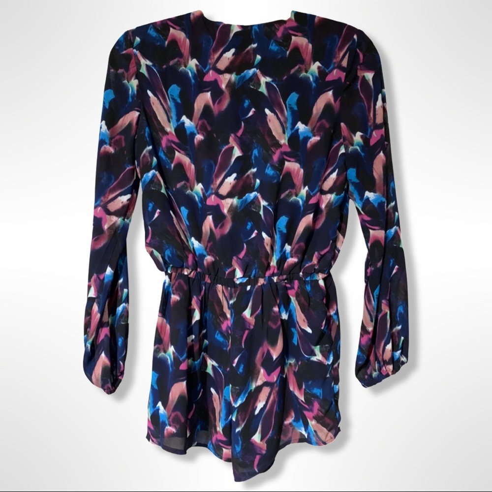 LUCCA COUTURE β’ Purple & Blue Watercolor Long Sleeve Romper - Picture 2 of 11